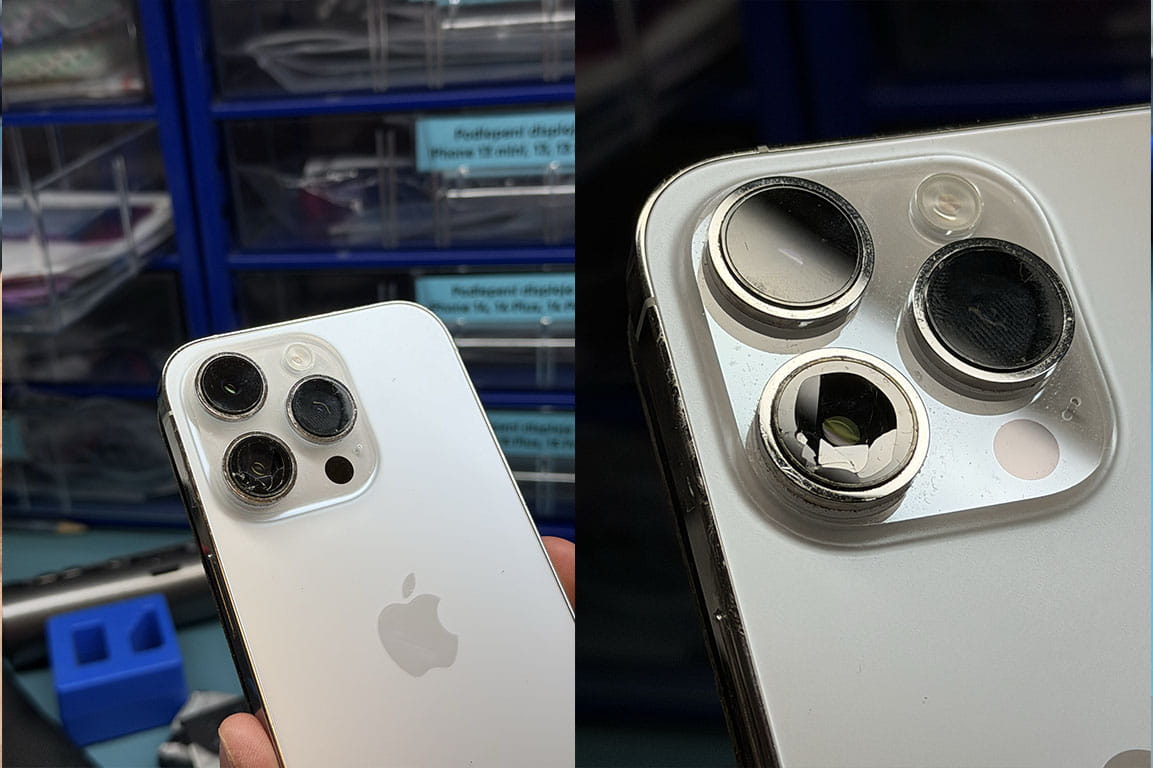praskla sklo kamery iPhone 14 Pro